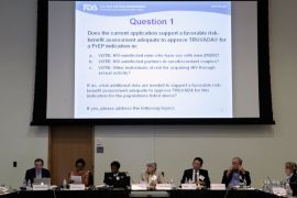 Maryland, UNITED STATES : SILVER SPRING, MD - MAY 10: The U.S. Food and Drug Administration (FDA) Antiviral Drugs Advisory Committee holds a meeting to vote on whether Gilead Sciences' Truvada should be approved as a preventative treatment for people who are at high risk of contracting HIV through sexual intercourse May 10, 2012 in Silver Spring, Maryland. Already approved to treat people infected with HIV, Truvada would be a milestone in the worldwide AIDS epidemic by offering a tablet capable of preventing infection in high-risk individuals.