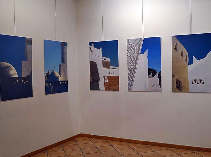 من لوحات المعرض - معرض تأملات في الفن المعماري الغدامسي - خاص بالجزيرة نت - محمد الأصفر - طرابلس