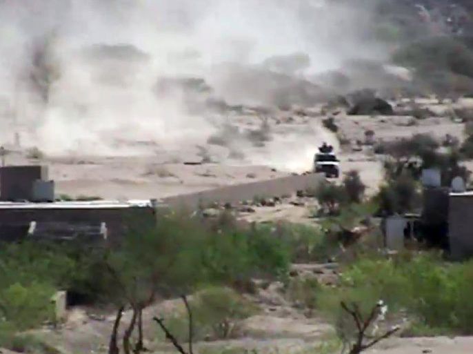 YEM11 - Loder, -, YEMEN : An image taken with a mobile phone allegedly shows an armed vehicle driving in Loder, in the restive southern Abyan province, as clashes continued between Al-Qaeda militants and the Yemeni army forces on May 16, 2012