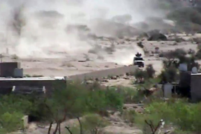 YEM11 - Loder, -, YEMEN : An image taken with a mobile phone allegedly shows an armed vehicle driving in Loder, in the restive southern Abyan province, as clashes continued between Al-Qaeda militants and the Yemeni army forces on May 16, 2012
