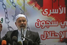 Hamas's Gaza premier Ismail Haniya delivers a speech during Friday prayers in Gaza City in support of more than a thousand prisoners who are on an open-ended hunger strike in Israeli jails on May 11, 2012