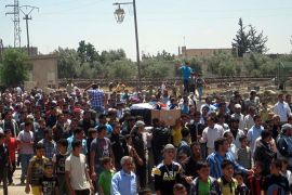 A handout picture released by the Syrian opposition's Shaam News Network, purportedly shows the funeral of Sleiman al-Ghabsheh killed during a regime offensive in Dael on May 20, 2012 . AFP PHOTO / HO / SHAAM NEWS NETWORK