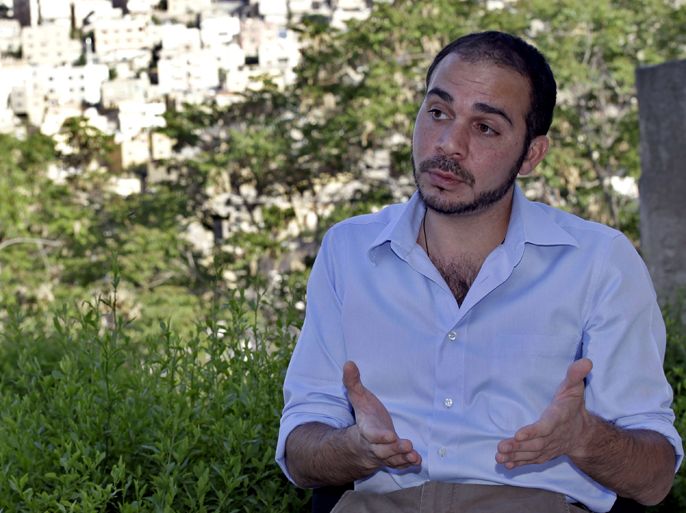 FIFA vice president for Asia Prince Ali bin al-Hussein of Jordan speaks during an interview with AFP in the capital Amman on April 28, 2012. Prince Ali believes that the traditional Islamic headscarf should not prevent Muslim women from joining the Olympics. AFP
