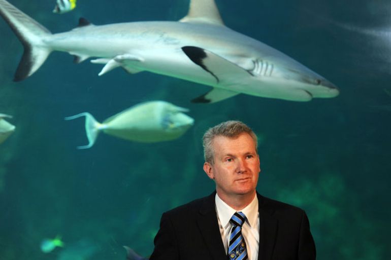 Australian Environment Minister Tony Burke announces plans to create the world's largest network of marine parks to protect ocean life, during a press conference at the Sydney Aquarium on June 14, 2012. The new reserves would cover 3.1 million square kilometres (1.9 million square miles), or more than one-third of Australian waters, taking in significant breeding and feeding grounds.
