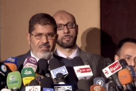 المؤتمر الصحفي لمرشح الرئاسة المصري محمد مرسي