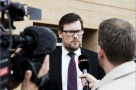 Defence lawyer Kaatre Traberg Schmidt speaks with journalists in front of the the Court of Glostrup on June 4, 2012, after four Swedish men were found guilty of planning a terror attack against Danish newspaper Jyllandsposten on December 29, 2010. The four men Mounir Dhari, Munir Awad, Omar Aboelazm and Sahbi Zalouti will be sentenced later today. The three Swedish nationals and one Tunisian living in Sweden had pleaded not guilty to the terrorism charges, but a district court found all four "guilty of terrorism", chief judge Katrine Eriksen said in the unanimous verdict, which was broadcast live. AFP PHOTO / SCANPIX DENMARK / Michael Bothager ***DENMARK OUT***