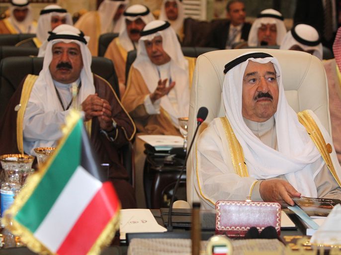 Kuwaiti emir Sheikh Sabah al-Ahmad al-Sabah attends at the opening session of the first Arab summit to be held in Iraq in 22 years on March 29, 2012 in the former Republican Palace in Baghdad, with the year-long crisis in Syria in the spotlight. Among those attending were nine Arab leaders, including Kuwait's emir, who was on the first visit to Iraq by a Kuwaiti head of state since the 1990 Iraqi invasion of that country. AFP