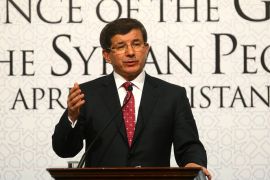 Turkish Foreign Minister Ahmet Davutoglu gives a press conference after the opening session of the second "Friends of Syria" conference in Istanbul on April 1, 2012. "Friends of Syria" member countries recognised the opposition Syrian National Council (SNC) today as the "legitimate representative" of all Syrians, the Anatolia news agency said. The second "Friends of Syria" meeting opened with more than 70 representatives discussing ways to pressure President Bashar al-Assad to end violence and to support the Syrian opposition. AFP