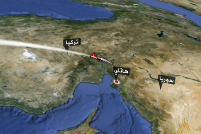 مسار الطائرة التركية التي أسقطتها سوريا