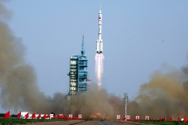 The Shenzhou-9 -- China's fourth manned space mission -- blasts off at 1037 GMT from the Jiuquan space base, northwest China's Gansu province in the remote Gobi desert on June 16, 2012. China launched its most ambitious space mission to date, sending its first female astronaut to the final frontier and bidding to achieve the country's first manual space docking.