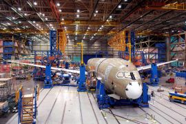 epa01905515 (FILE) A file photograph showing the start of final assembly on 15 February 2008 on the second flight-test airplane for the new Boeing 787