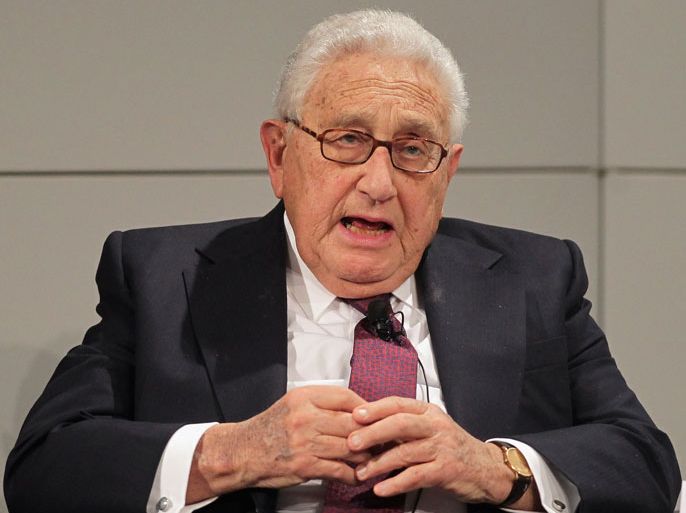 MUNICH, GERMANY - FEBRUARY 04: Henry A. Kissinger, former US secretary of state gestures during a panel talk during day 2 of the 48th Munich Security Conference at Hotel Bayerischer Hof on February 4, 2012 in Munich, Germany. The 48th Munich conference on security policy is running till February 5, 2012. (Photo by Johannes Simon/Getty Images