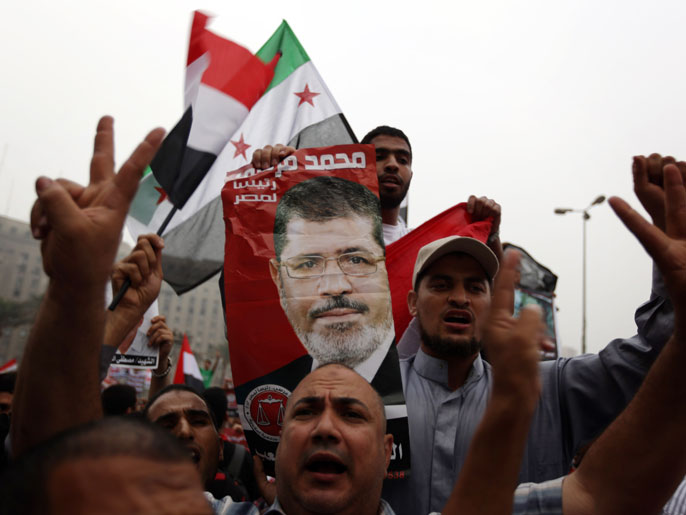 أنصار مرسي احتشدوا بميدان التحرير احتفالا بفوزه في الانتخابات الرئاسية(الفرنسية)