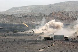 A rocket is fired by the Yemeni army during a military operation against Al-Qaeda in Loder, in the southern Abyan province, on June 10, 2012. Yemeni troops seized control of an Al-Qaeda munitions factory in Abyan province on June 11