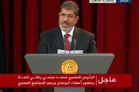 الرئيس المصري محمد مرسي يلقي كامة في جامعة القاهرة