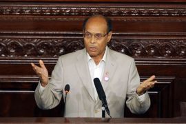 Tunisian President Moncef Marzouki delivers his speech on July 25, 2012 in Tunis.