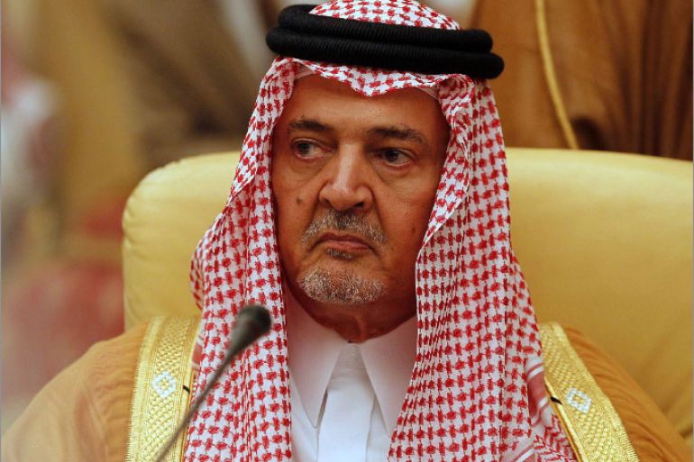 Saudi Foreign Minister Prince Saud al-Faisal attends the Arab League ministerial meeting on the Syrian crisis in the Qatari capital Doha on July 22, 2012. AFP PHOTO/STR