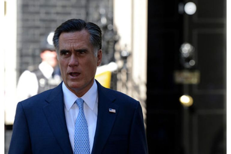 Republican US presidential candidate Mitt Romney leaving Downing Street after a meeting with British Prime Minister David Cameron 26 July 2012. EPA/NEIL MUNNS