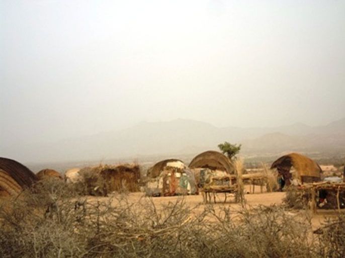 إحدى القري بغربي أرض الصومال ويبدو عليها آثار الجفاف