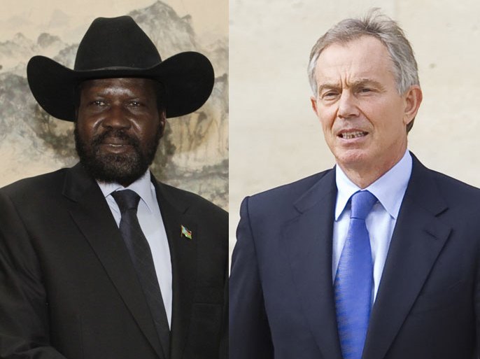 كومبو لتوني بلير ورئيس جنوب السودان سيلفاكير