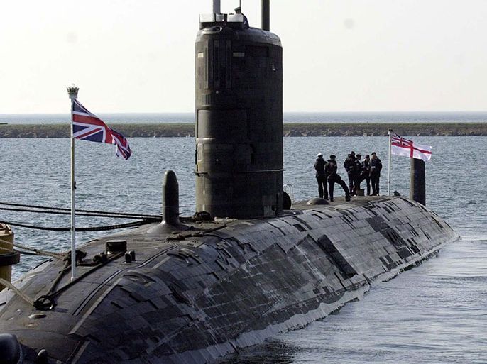 The nuclear powered submarine HMS Turbulent returns, Wednesday 16 April 2003, to the Devonport Naval base in Plymouth, following successful participation in supporting operations in Iraq.