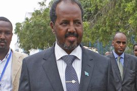 Somalia's new president Hassan Sheikh Mohamud arrives at his official inauguration ceremony on September 16, 2012 in Mogadishu. Mohamud took office on September 16, calling for an end to terrorism in a nation mired in conflict for more than two decades. AFP PHOTO/MOHAMED ABDIWAHAB