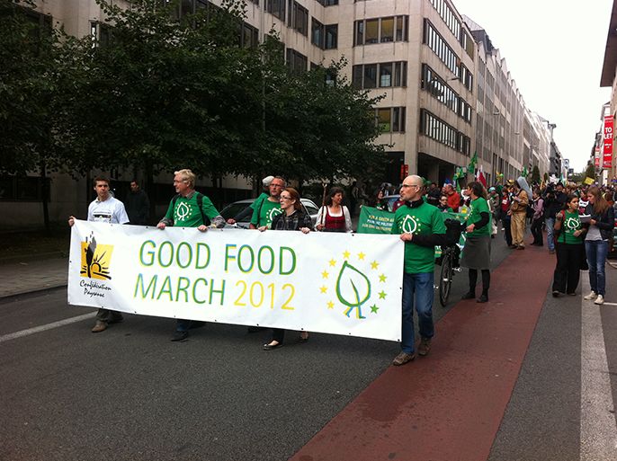 اول مسيرة تطالب بتغيير السياسة الزراعية الاوروبية