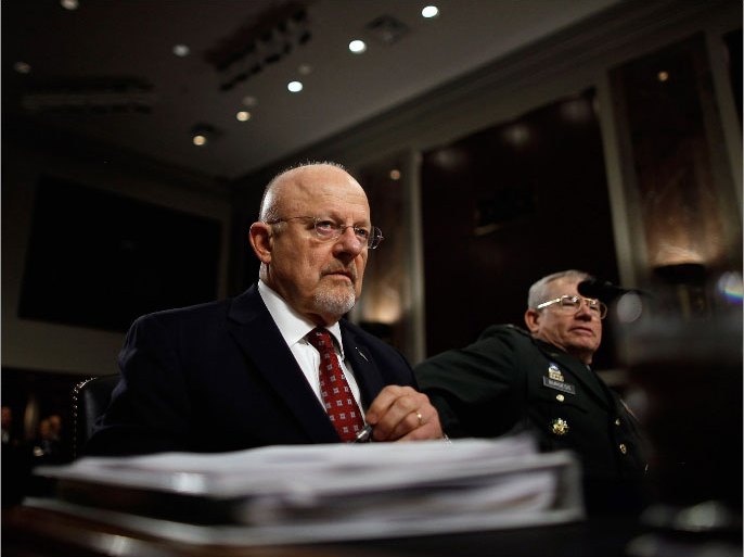 :WASHINGTON, DC - FEBRUARY 16: Director of National Intelligence James Clapper (L) and Defense Intelligence Agency Director Lt. Gen. Ronald Burgess prepare to testify to the Senate Armed Services Committee about the current and future worldwide threats to the security of the United States on Capitol Hill February 16, 2012 in Washington, DC. Clapper and Burgess told the committee that a branch of al-Qaida from Iraq was likely behind a series of bombings against Syrian security and intelligence targets in recent months.
