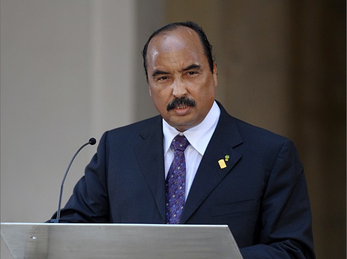 Mauritanian President Mohamed Ould Abdel Aziz delivers a speech at the opening of the 5 Plus 5 Summit in the courtyard of the Auberge de Castille in Valletta on October 5, 2012. European and North African leaders held on October 5 in Malta their first summit since the Arab Spring revolts, with France, Italy, Portugal and Spain also due to discuss the euro debt crisis on the sidelines of the meeting. AFP PHOTO / Matthew Mirabelli -- MALTA OUT --