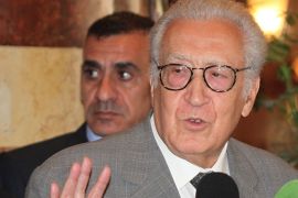 epa03440901 Lakhdar Brahimi, the joint UN and Arab League envoy, speaks with reporters following a meeting with Syrian President Bashar Assad in Damascus, Syria on 21 October 2012. Brahimi said talks were 'as usual frank and responsible' adding that the talks covered all issues relating to the Syrian crisis. Brahimi stressed that the main topic was the issue of achieving a ceasefire during the coming Eid al-Adha holiday. Bahimi flew in to push for his plan to achieve a cease-fire during the four-day holiday that begins 26 October. EPA/YOUSSEF BADAWI