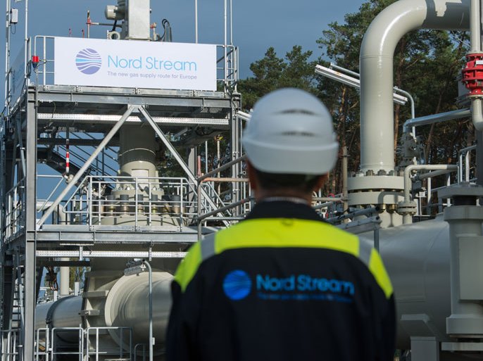 epa03413714 The logo of the company Nord Stream is seen at an on-land station of the second line of the Baltic Sea pipeline in Lubmin, Germany, 28 September 2012. The gas transport will be opened on 08 October in Wyborg, Russia, and it will merely be a symbolic act. There is already Russian gas on the second line of pipes, through which is delivered over 1,200 km distance to Germany. EPA/STEFAN SAUER