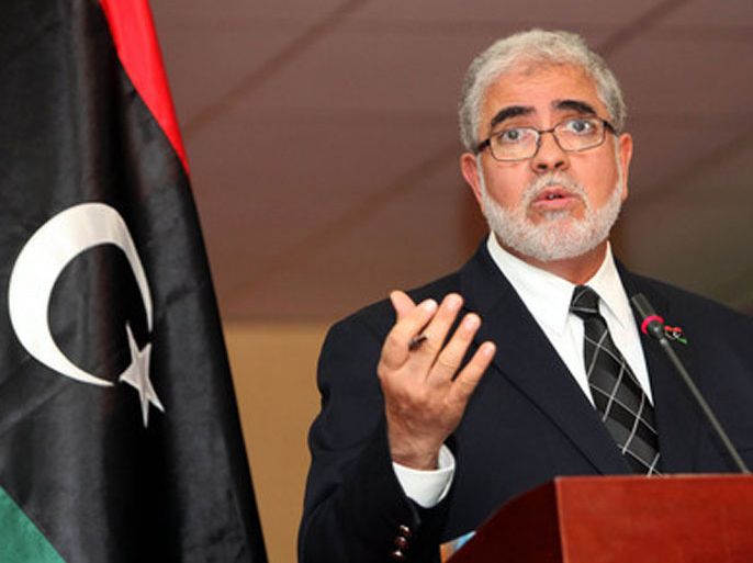 epa03413062 Libyan Prime Minister Mustafa Abu Shagour speaks during a press conference in Tripoli, Libya, 27 September 2012. Abu Shagour, elected by the congress on 12 September, was due to present his government list to the national assembly for approval by 28 September. EPA