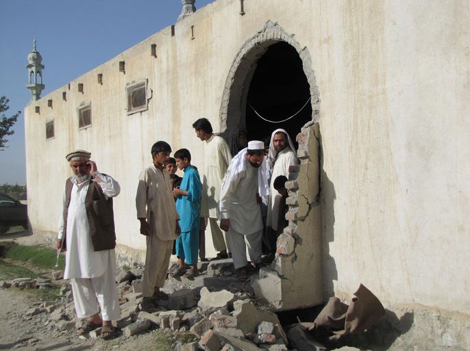 scene of a bomb blast targeting a Mosque in Chaparhar district of eastern Nangarhar province, Afghanistan, 03 August 2012. At least 23 people, including the prayer leader, were injured on 03 August when a powerful bomb