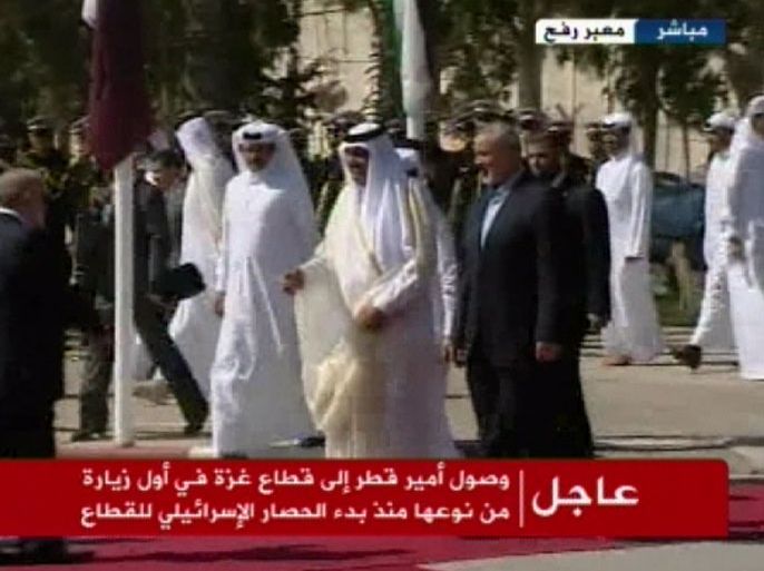 وصول أمير قطر الى غزة