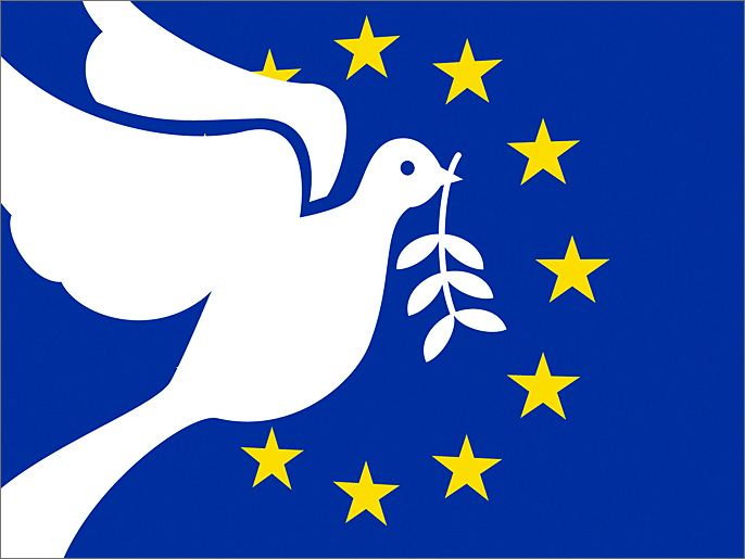 تصميم عن فوز الاتحاد الأوروبيبجائزة نوبل للسلام (رويترز)