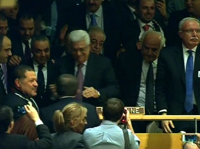 فرحة الفلسطينيين بقبولهم دولة مراقب بالأمم المتحدة