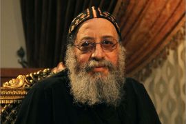 A picture taken on October 17, 2012 shows Bishop Tawadros of the Nile Delta province of Beheira, 60, posing for a photograph in the Egyptian capital Cairo. Bishop Tawadros was chosen as new Pope of Egypt's Coptic Christians when a blindfolded altar boy picked his name from a chalice in a ceremony invoking divine guidance for the beleaguered minority. AFP PHOTO/STR
