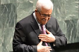 TOPSHOTS Palestinian Authority President Mahmoud Abbas after he spoke to the United Nations General Assembly before the body votes on a resolution to upgrade the status of the Palestinian Authority to a nonmember observer state November 29, 2012 at UN headquarters in New York. AFP PHOTO/Stan HONDA
