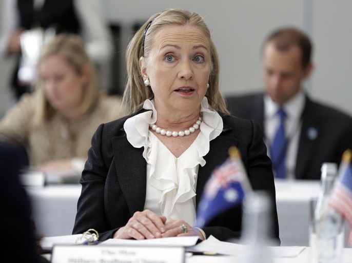 US Secretary of State Hillary Clinton attends the annual Australia-US Ministerial Consultations in Perth on November 14, 2012. AFP PHOTO / POOL