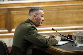 Washington, District of Columbia, UNITED STATES : US Marine General Joseph F. Dunford, Jr. listens to a question during a confirmation hearing of the Senate Armed Service Committee on Capitol Hill November 15, 2012 in Washington, DC. The committee called US Marine General Joseph F. Dunford, Jr. to testify at his confirmation hearing to become the next Commander, International Security Assistance Force, and Commander of US Forces in Afghanistan.