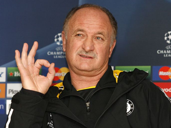 FILE - Chelsea's Manager Luiz Felipe Scolari answers questions during a press conference ahead of their European Champions League Group A match against CFR 1907 Cluj-Napoca at Stamford Bridge in London, on December 8, 2008. Felipe Scolari will be named for a second spell as coach of the Brazilian national side on Thursday, press reports said on November 28, 2012. "The Brazil Football Federation (CBF) has already chosen its new coach: Luiz Felipe Scolari will replace Mano Menezes," the GloboEsporte website said. AFP PHOTO/Ian Kington