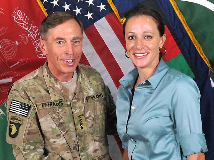 This July 13, 2011 handout image provide by International Security Assistance Force NATO, shows them ISAF Commander Gen. David Petraeus poses with his biographer Paula Broadwell in Afghanistan. The plot surrounding the resignation of CIA chief David Petraeus over an extramarital affair thickened November 11, 2012 with reports that his alleged lover had sent emails to a second woman seen as a threat to her love interest.