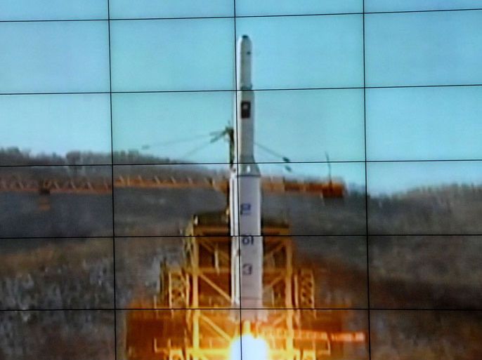 epa03505944 An image made available by South Korean news agency Yonhap showing footage from the North Korean official Korean Central Television Broadcasting Station on 12 December 2012 of the launch of the communist country's long-range Unha-3 rocket, which successfully put a satellite into orbit, from the Sohae Space Center in Cholsan County, North Pyongan Province. North Korea's rocket launch was condemned by governments around the world as provocative and a violation of UN Security Council regulations. The United States, one of North Korea's top critics since the two countries were on opposite sides of the 1950-53 Korean War, called for North Korea, already one of the world's most-sanctioned countries, to pay a price. EPA/YONHAP SOUTH KOREA OUT, BEST QUALITY AVAILABLE