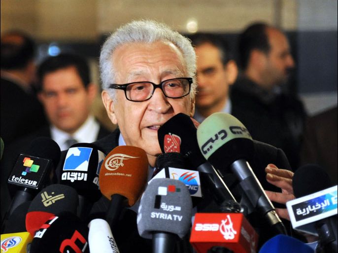 International peace envoy Lakhdar Brahimi gives a press conference at a Damascus hotel on December 27, 2012. Brahimi called for "real" change in war-torn Syria and the installation of a transition government with full powers until elections can be held. AFP PHOTO / STR