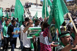 أنصار حركة حماس في مهرجان سابق بمناسبة يوم الأسير بجامعة الخليل