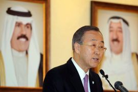 United Nations Secretary General Ban Ki-moon attends a press conference in Kuwait city on December 5, 2012 calling on all parties in Syria to "immediately" stop fighting and achieve a political solution. AFP