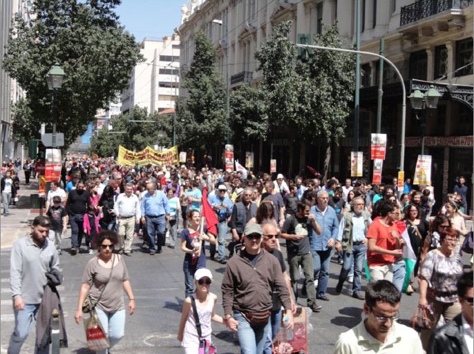 لتظاهرة للنقابات اليونانية ضد اجراءات الحكومة التقشفية