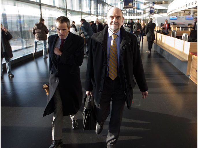 IAEA (International Atomic Energy Agency) Deputy Director General and Head of the Department of Safeguards Herman M.G. Nackaerts (R) and his team leave on another trip to Iran on December 12, 2012 at Schwechat Airport, near Vienna. The chief inspector of the UN atomic agency said he hopes Iran will grant his team access to the Parchin military base in talks in Tehran. "We also hope that Iran will allow us to go the site of Parchin, and if Iran would grant us access we would welcome that chance and we are ready to go," Herman Nackaerts told reporters at Vienna airport. AFP PHOTO/DIETER NAGL