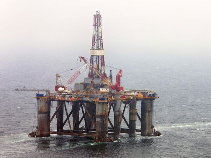 epa02052710 An undated handout picture provided by Diamond Offshore Drilling International on 24 February 2010 shows the Ocean Guardian oil rig off the Scottish coast. The British rig has begun drilling for oil in the territorial waters of the Falkland Islands, despite strong opposition from Argentina. The platform has been towed to a point 100km (62 miles) north of the islands in the South Atlantic. Argentina says the move violates its sovereignty and has imposed shipping restrictions around the islands. It is estimated the Falklands have the equivalent of 60 billion barrels of oil in total. EPA/DIAMOND OFFSHORE DRILLING INTERNATIONAL / HANDOUT EDITORIAL USE ONLY/NO SALES