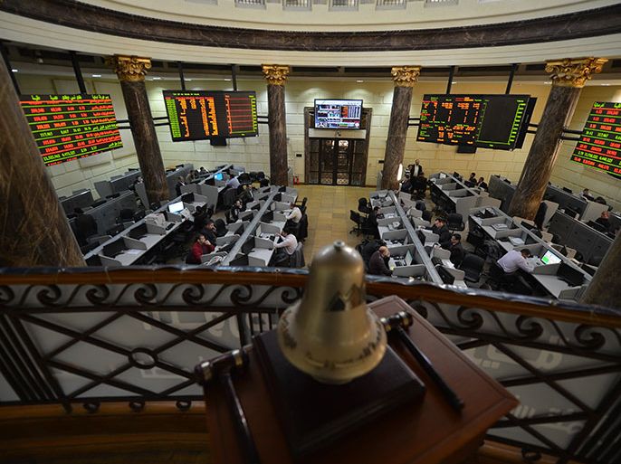 A general view of the Egyptian Stock Market in the capital Cairo on January 6, 2013. A top International Monetary Fund official will visit Egypt on January 7, for talks likely to focus on the $4.8 billion loan agreement frozen last month because of political unrest in the country. AFP PHOTO / KHALED DESOUKI